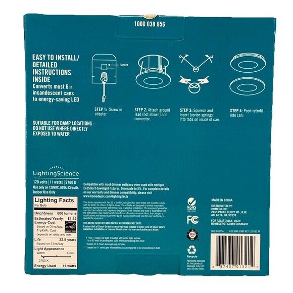 Ecosmart 65w 6 Inch Replacement LED Soft White Flood Light 600 Lumen 120v‎ - Picture 5 of 5